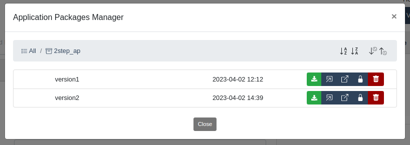 Application Package Versions Manager