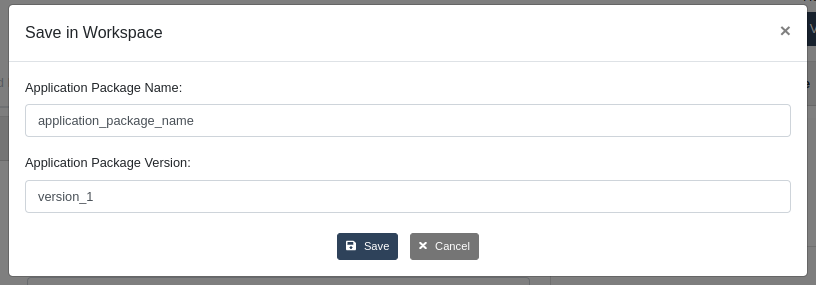 Application Package Save Popup
